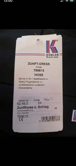 Kübler Zunfthose ohne Schlag