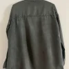 Khaki Stoff Jacke mit Taschen und Perlen luftig utility