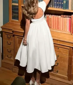 Kleid weiss mit rücken auschnitt / standesamt kleid