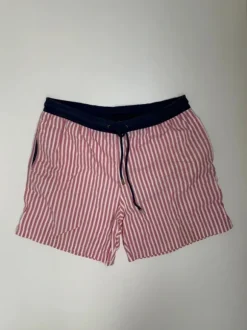 Korte Broek | Zwem Short | Zwembroek Merk massimo Dutti size L Heren Wit-Roze streep met Blauwe band