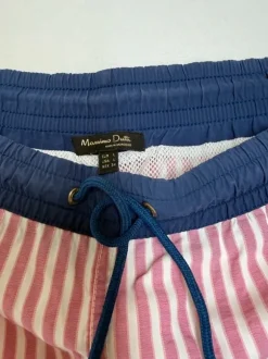 Korte Broek | Zwem Short | Zwembroek Merk massimo Dutti size L Heren Wit-Roze streep met Blauwe band