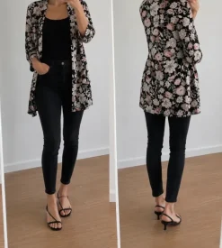 Kurzer Kimono mit Blumenmuster
