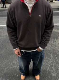 Lacoste Quarter Zip Sweatshirt Braun Vintage Quarter Shop
