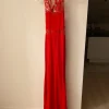Langes Kleid rückenfrei mit Spitze Größe S