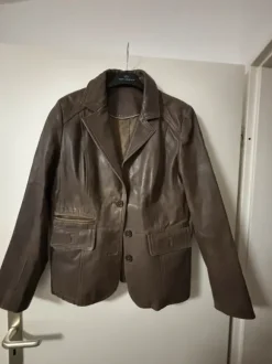 Leder Blazer in gewaschenes braun