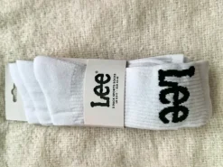 Lee Weiße Crew Socken Herren mit Logo Socken Sport Socken Gr 44-46 3er Packung Neu
