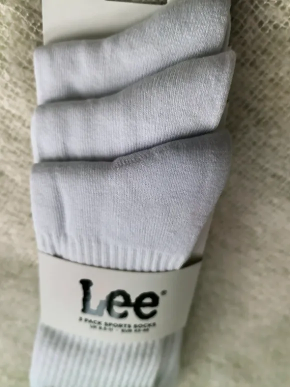 Lee Weiße Crew Socken Herren mit Logo Socken Sport Socken Gr 44-46 3er Packung Neu