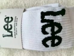 Lee Weiße Crew Socken Herren mit Logo Socken Sport Socken Gr 44-46 3er Packung Neu
