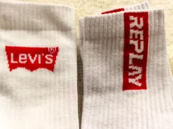 Levi's + Replay Herren Socken Sport Socken Crew Socken Gr 40-43 Weiß 2 x Socken Neu ohne Etikett