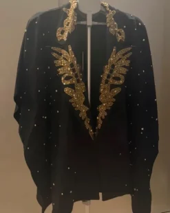 Lilo Ricco Pashmina Cape Gr. 38 Schwarz Gold Strass Elegant festlich Abend Poncho Luxus
