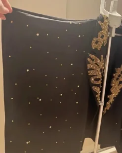 Lilo Ricco Pashmina Cape Gr. 38 Schwarz Gold Strass Elegant festlich Abend Poncho Luxus