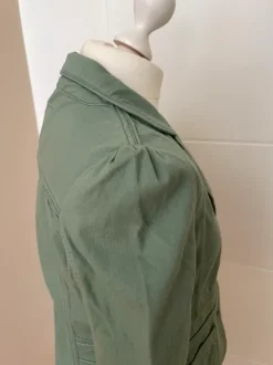 Lindgrüner Preppy Blazer mit Taschen Baumwolle y2k Vintage