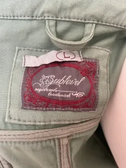 Lindgrüner Preppy Blazer mit Taschen Baumwolle y2k Vintage
