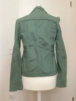 Lindgrüner Preppy Blazer mit Taschen Baumwolle y2k Vintage