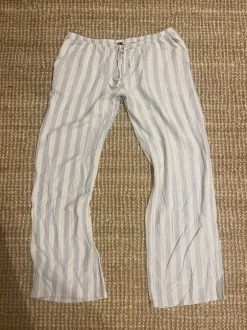 Low waist gestreifte linen hose