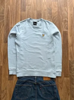 Lyle & Scott Crewneck Sweater Hellblau S – 100% Cotton, Eagle-Logo