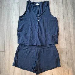 Mamalicious Umstandsmode Zweiteiler Top Shorts Homewear Schlafanzug Größe XL Dunkelblau