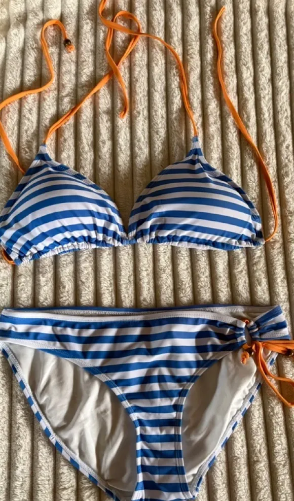 Maritimer Bikini von Janina – Blau-Weiß gestreift Gr M