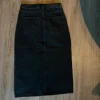 Midirock Jeans Schwarz/Grau | High Waist | Schlitz