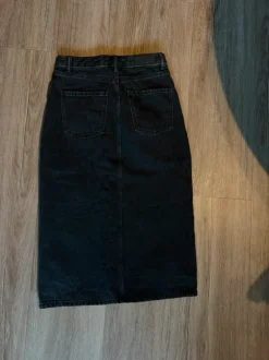 Midirock Jeans Schwarz/Grau | High Waist | Schlitz
