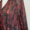 MNG Mango Boho Strandkleid Sommerkleid transparent Maxi Kleid schwarz rot Gr S