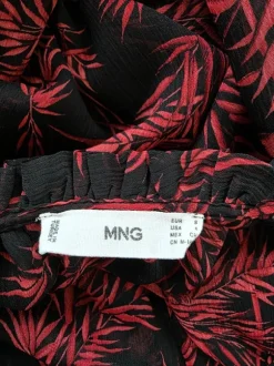 MNG Mango Boho Strandkleid Sommerkleid transparent Maxi Kleid schwarz rot Gr S