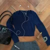 navy v-neck top