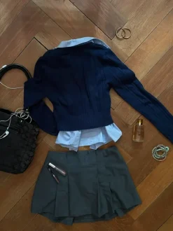 navy v-neck top