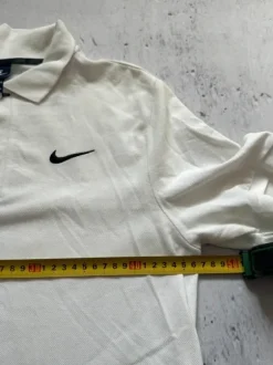 Nike Polohemd Schwarzes Swoosh Sommer | Weiß S | Vintage Retro Y2K