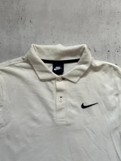 Nike Polohemd Schwarzes Swoosh Sommer | Weiß S | Vintage Retro Y2K