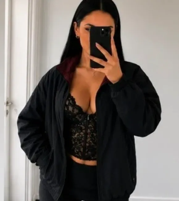 Nike Vintage Zip Jacke Schwarz Burgundy Y2K 🖤