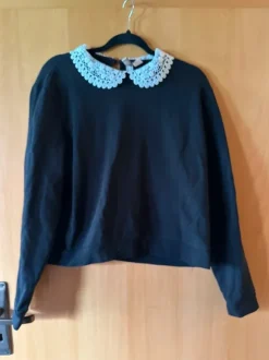Oberteil Pullover Peter-Pan-Kragen Spitze H&M Größe Xl schwarz