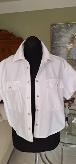 OPUS Kurzarm-Jeanshemd / Shirtjacke – Weiß – Gr. S