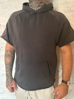 Oversized Short Sleeve Hoodie / Techwear Style / Grau