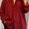 Oversize-Hemd in Bordeaux/dunklere Rosa