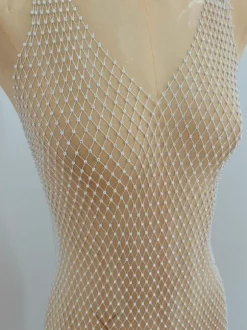 Perlen-Netzkleid / Beach Cover Up in Weiß