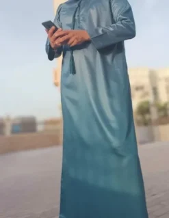 Qamis Emirati Blau Petrol Satin