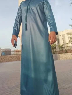 Qamis Emirati Blau Petrol Satin