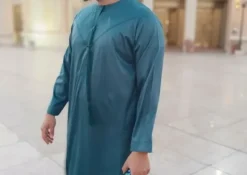 Qamis Emirati Blau Petrol Satin