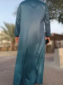 Qamis Emirati Blau Petrol Satin