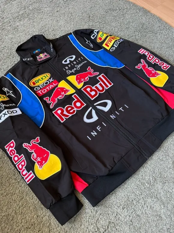Red Bull F1 Style Vintage Bomberjacke Sommer M Unisex Schwarz