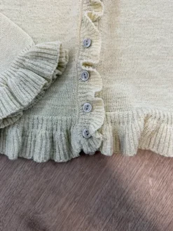 Reserved Butteryellow Pastellgelber Strickcardigan Strickjacke Oberteil Sommer mit Rüschen