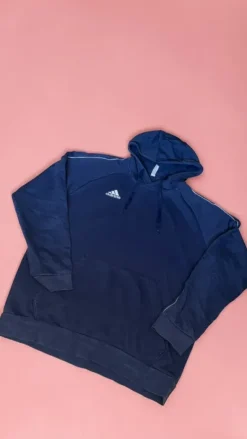 Retro Adidas Vintage Hoodie Navy | Weiß gesticktes Logo | Unisex | Gr. L | Top Zustand