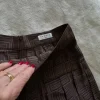 Sandro Paris Designer Skort FR 36 DE 34 Jacquard Muster Faltenrock Braun Skirt