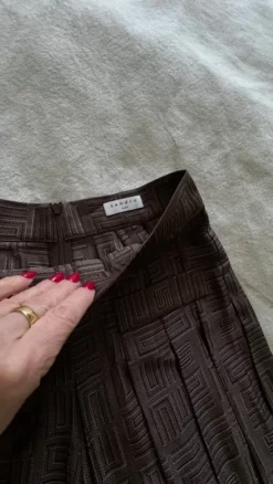 Sandro Paris Designer Skort FR 36 DE 34 Jacquard Muster Faltenrock Braun Skirt