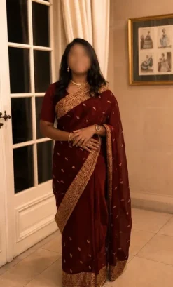 Saree indien bordeaux