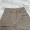 Schicke Damen Stoff Anzug Hose hell braun weites Bein
