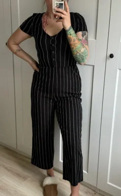 Schwarz Weiß gestreifter Jumpsuit C&A M
