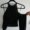 Schwarzer Cutout Pullover