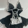 schwarzes Dienerin Kleid lingerie